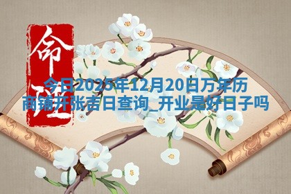 今日2025年12月20日万年历商铺开张吉日查询,开业是好日子吗