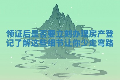 领证后是否要立刻办理房产登记了解这些细节让你少走弯路